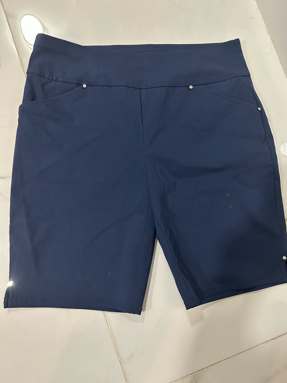 INC International Concepts Navy Bike Shorts with Stud Detail Stretchy Size M